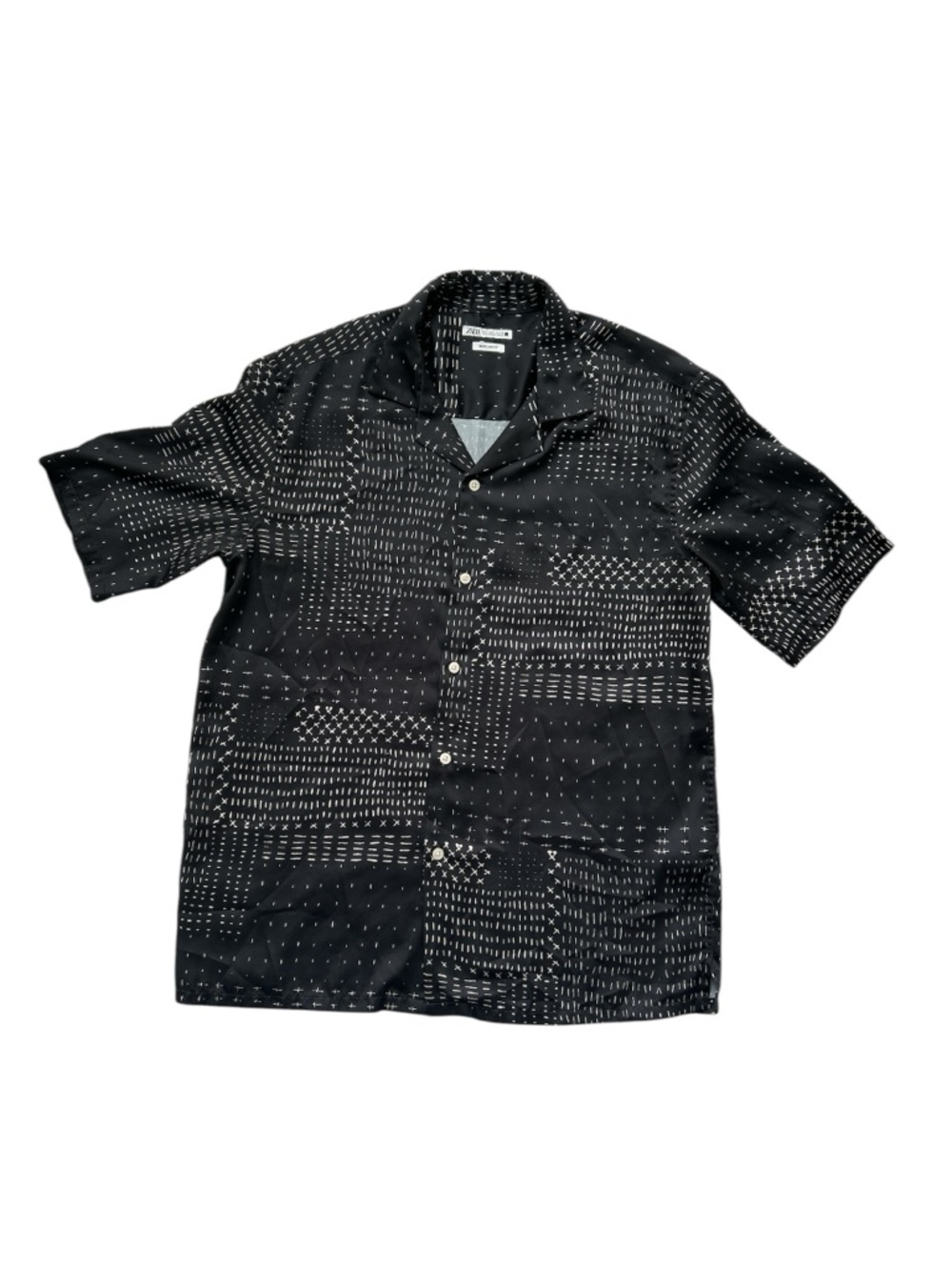 Zara Short Sleeve Button Down Shirt black size M - Picture 2 of 8